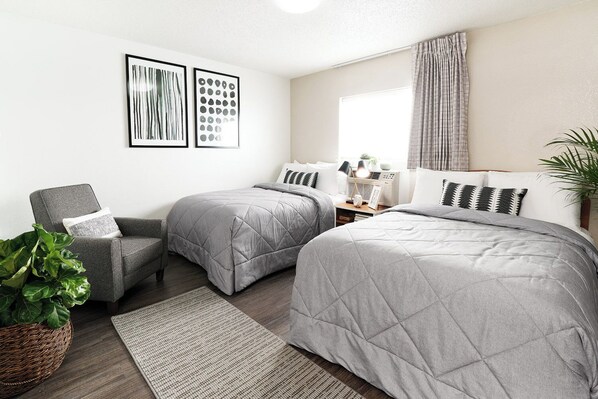 Premium Room, 2 Double Beds | Desk, free internet, bed sheets