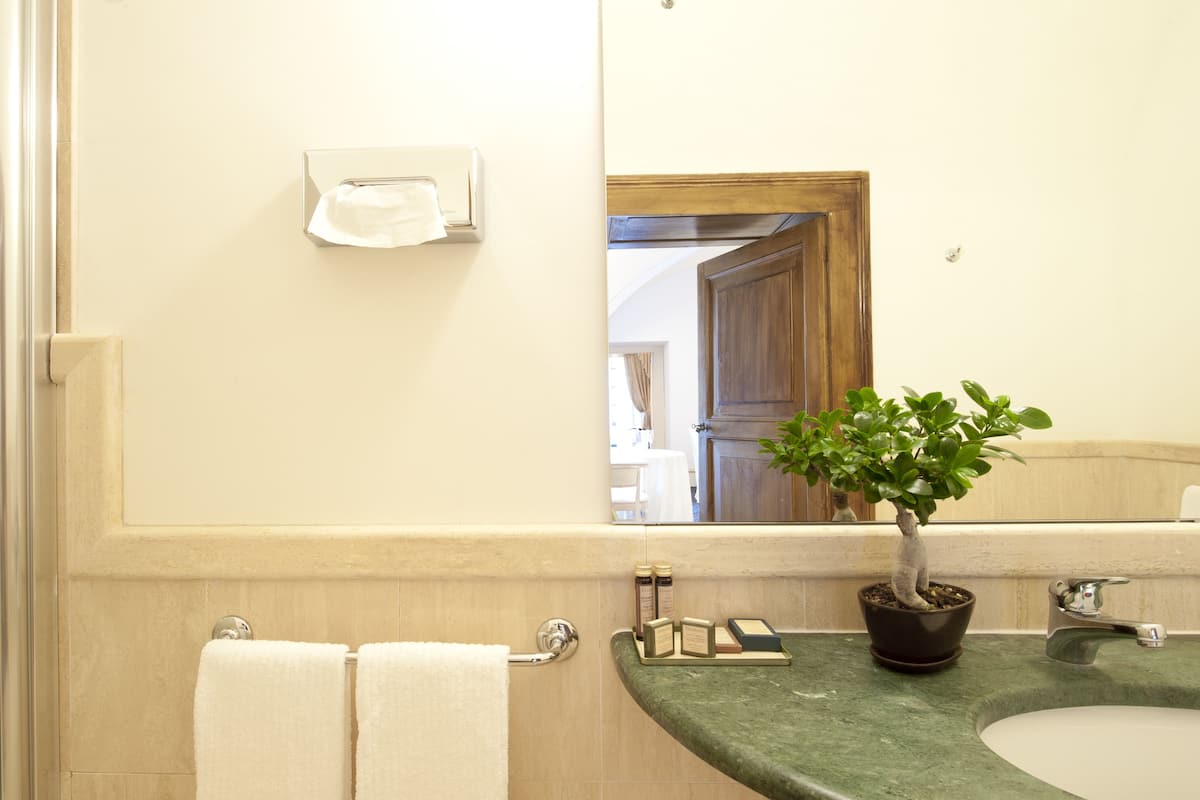 suite | bathroom | combined shower/bathtub, free toiletries, towels