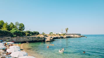 Private beach, sun-loungers, beach umbrellas, waterskiing