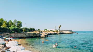 Private beach, sun-loungers, beach umbrellas, waterskiing