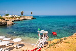 Private beach, sun loungers, beach umbrellas, water skiing