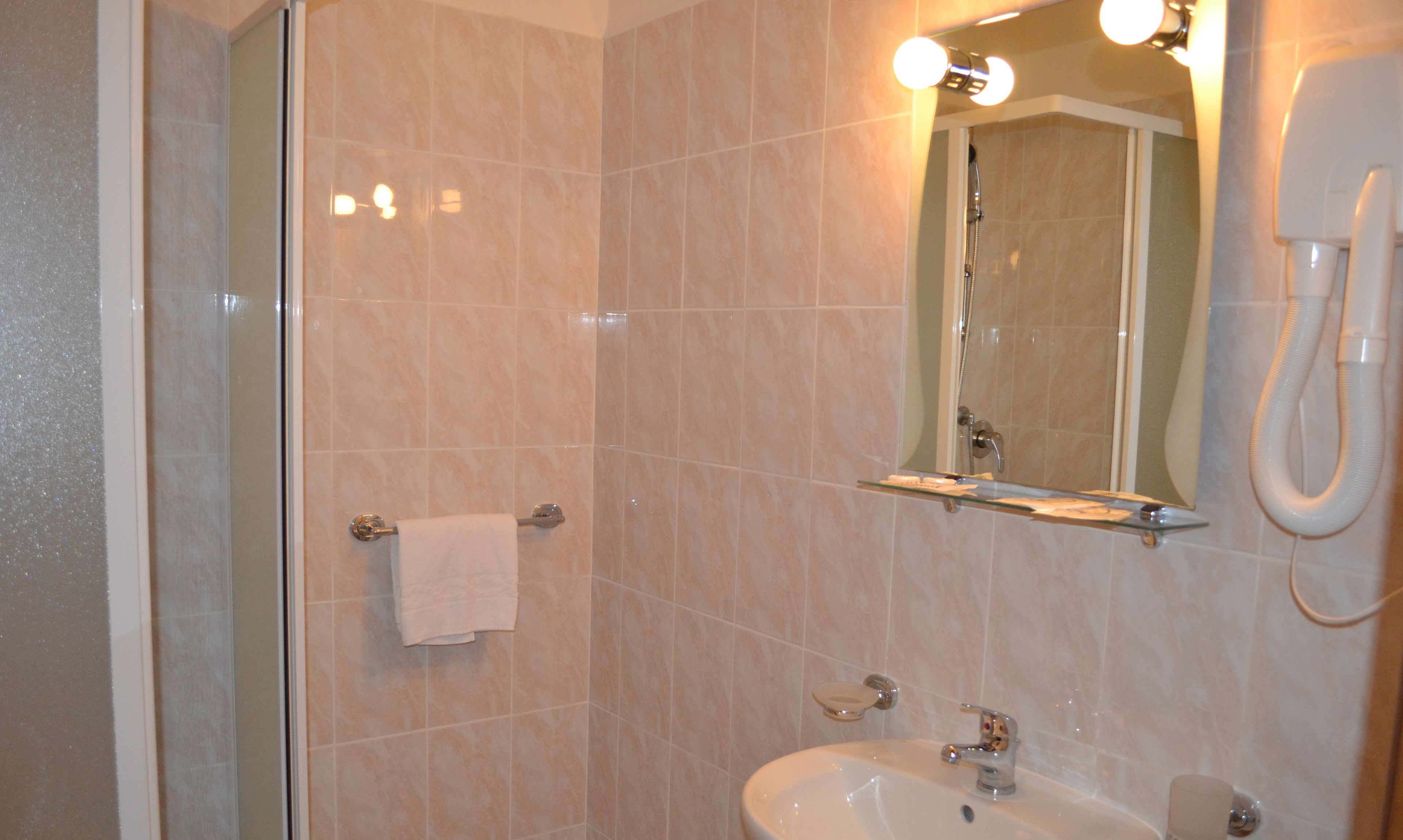 shower, rainfall showerhead, free toiletries, hair dryer