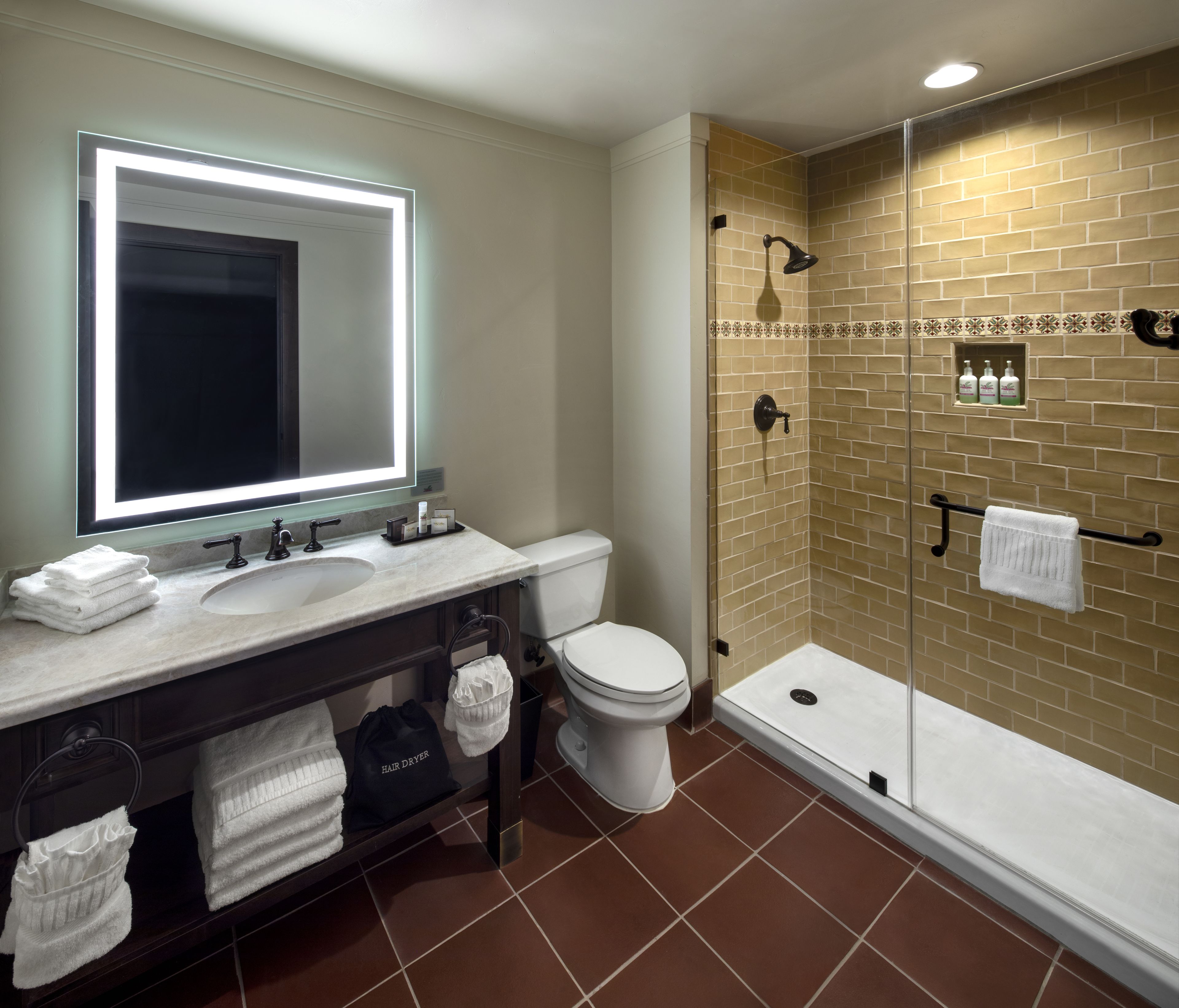 shower, free toiletries, hair dryer, bathrobes