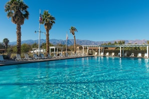 Outdoor pool, sun loungers