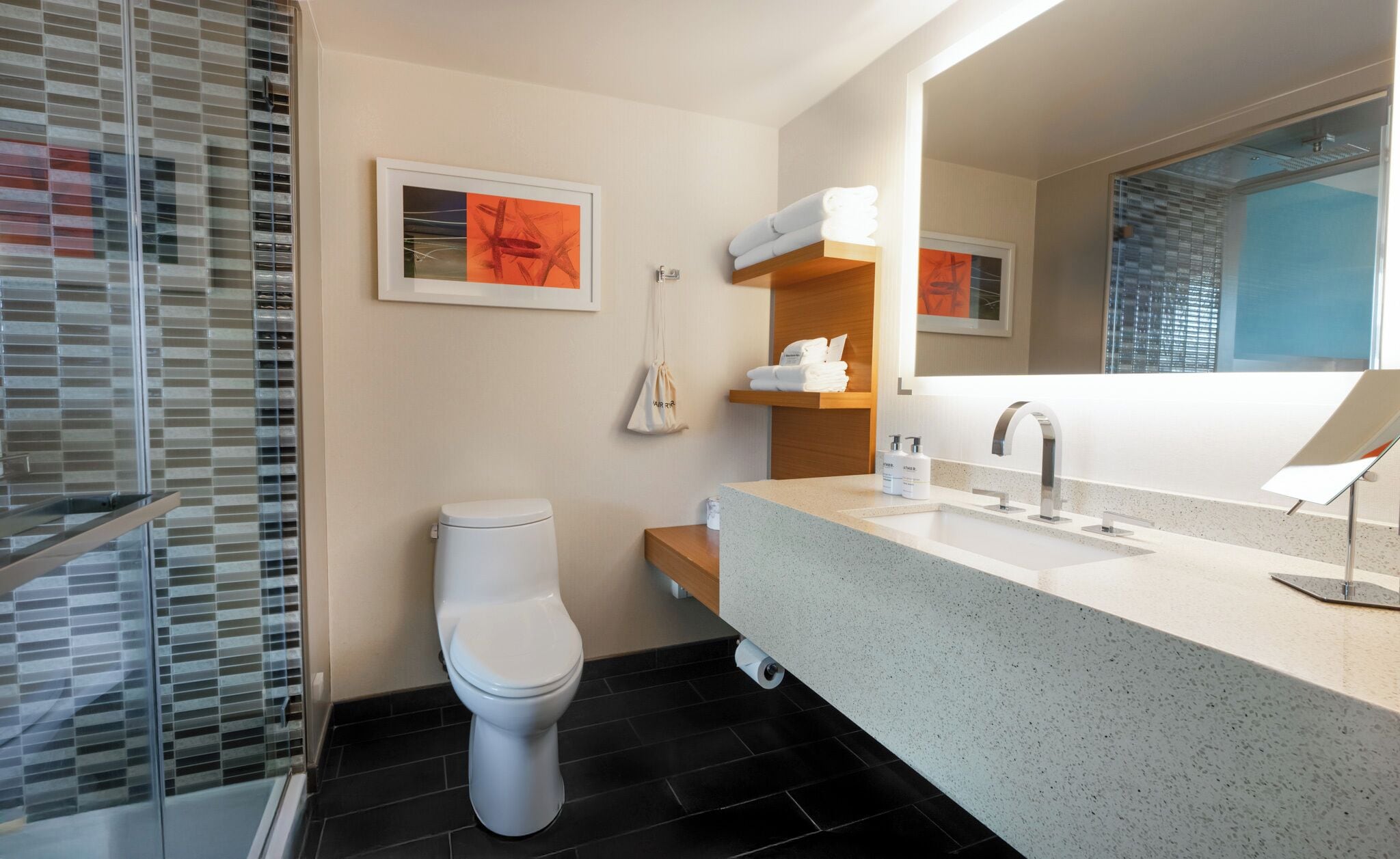 room, 2 double beds, partial ocean view | bathroom | shower, rainfall showerhead, designer toiletries, hair dryer