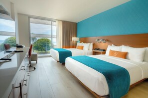 Room, 2 Double Beds, Partial Ocean View | Egyptian cotton sheets, premium bedding, down comforters, pillowtop beds - Shore Hotel (Santa Monica)