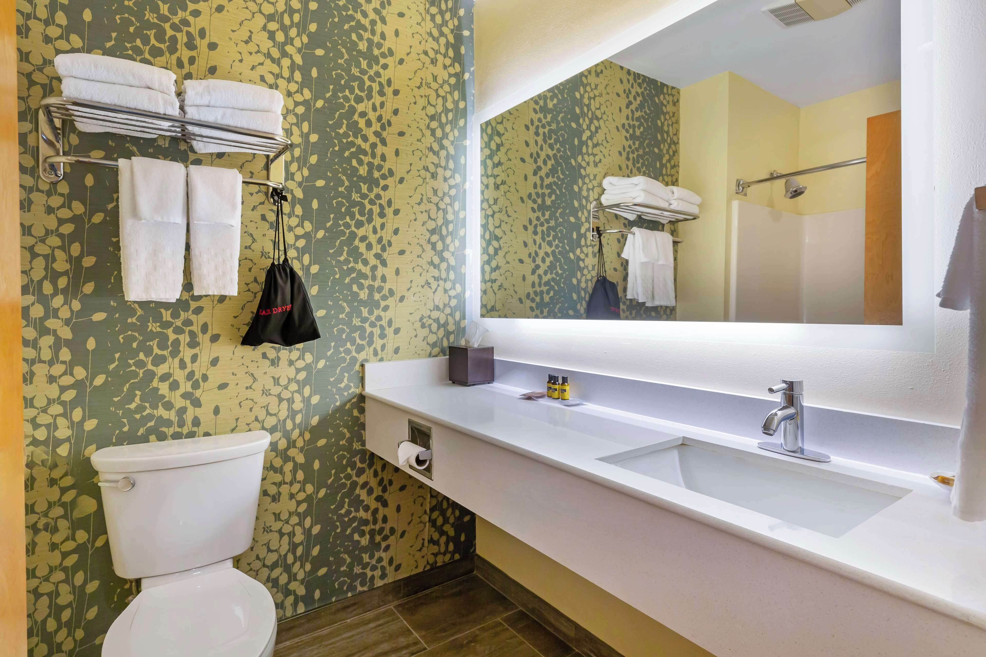 free toiletries, hair dryer, towels, soap