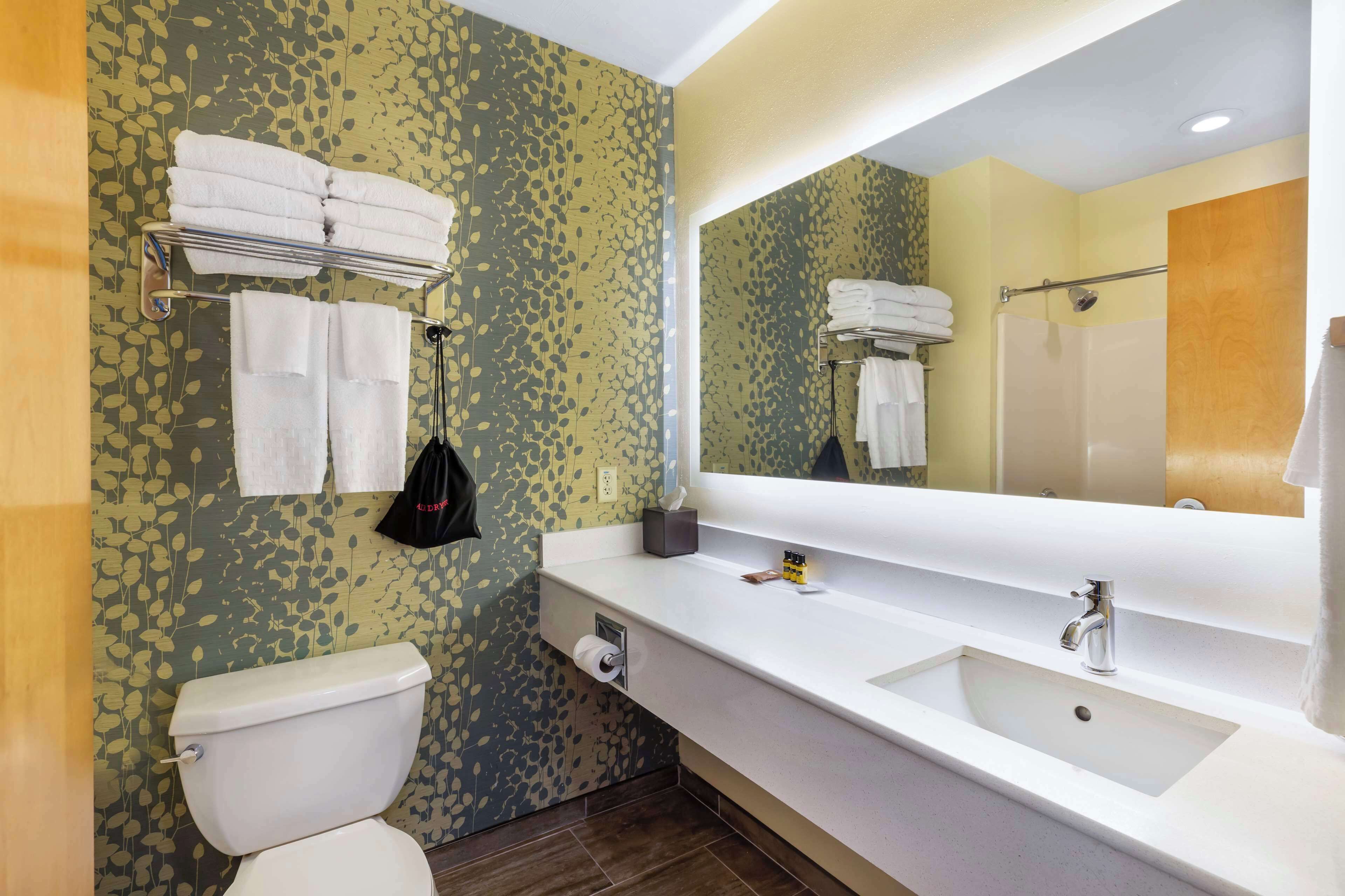 suite, 2 queen beds, non smoking (larger room;with sofabed) | bathroom | free toiletries, hair dryer, towels, soap