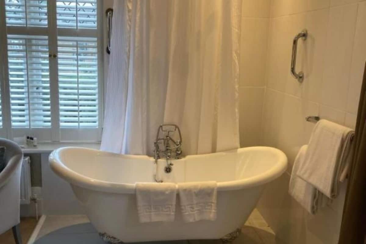 signature double room, ensuite, garden view | bathroom | designer toiletries, hair dryer, towels