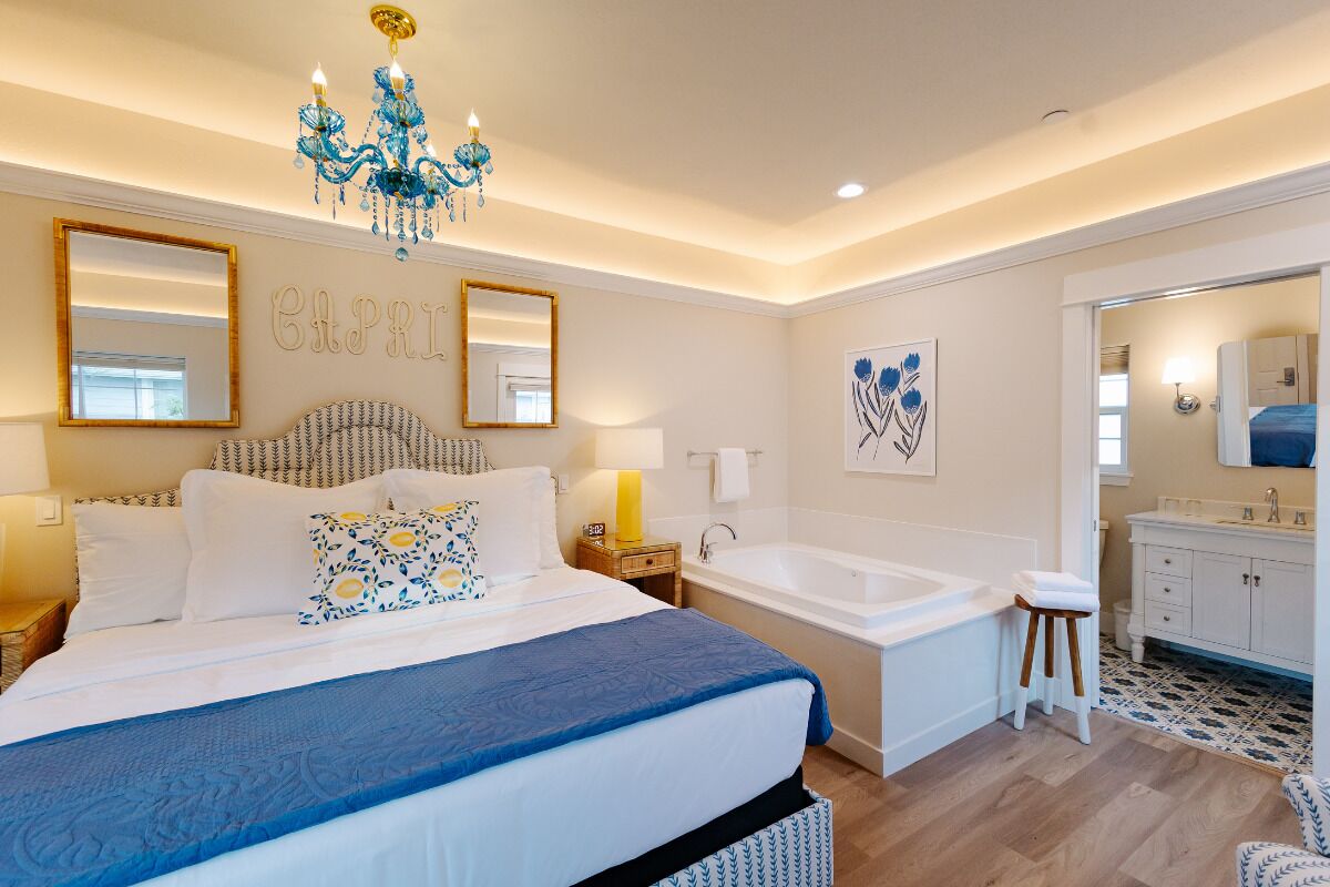 Room (Capri Bungalow) | Frette Italian sheets, premium bedding, down comforters