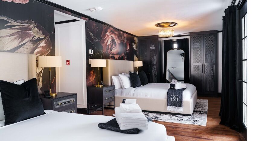 Grand Queen Suite - Room 2 | Premium bedding, down comforters, pillowtop beds, individually decorated