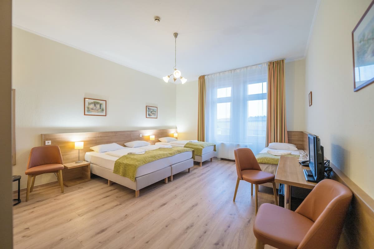 Desk, iron/ironing board (on request), rollaway beds, free WiFi
