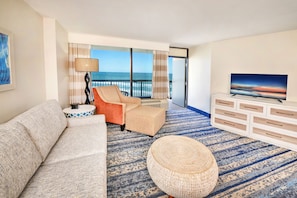 Standard Room, 1 King Bed with Sofa bed, Kitchen, Partial Ocean View | In-room safe, desk, laptop workspace, blackout drapes