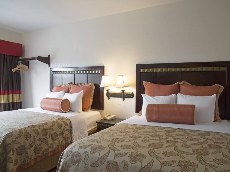 Standard Room, 2 Queen Beds | In-room safe, desk, blackout drapes, iron/ironing board