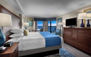 Tower Oceanview King Room - 1 King Bed | Premium bedding, in-room safe, blackout drapes, iron/ironing board - Sea Crest Oceanfront Resort (Myrtle Beach)