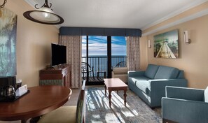 Tower Oceanfront King Suite | Living area | Flat-screen TV - Sea Crest Oceanfront Resort (Myrtle Beach)