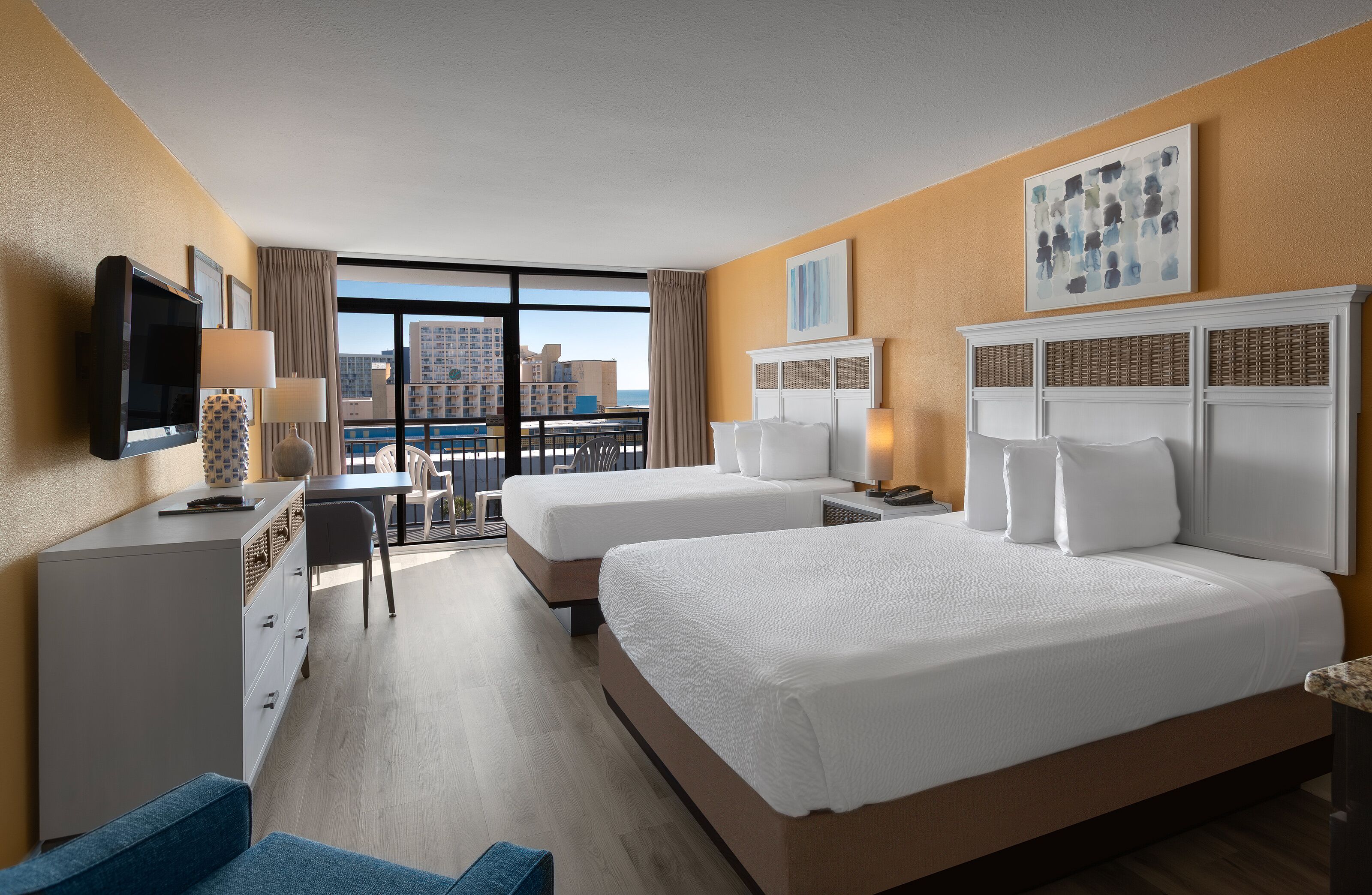 Standard Room, 2 Double Beds, Ocean View | In-room safe, blackout drapes, iron/ironing board, free WiFi