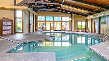 Indoor pool, seasonal outdoor pool, pool umbrellas, sun loungers