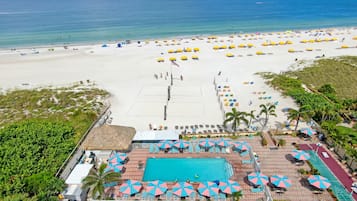 Private beach, white sand, beach cabanas, sun loungers