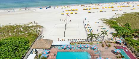 Private beach, white sand, beach cabanas, sun loungers