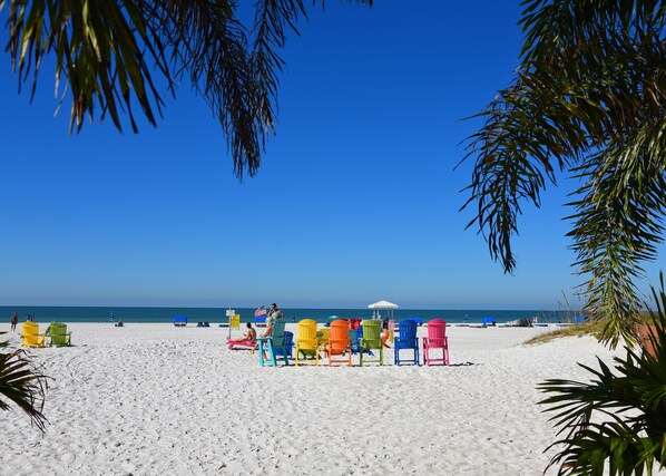 Private beach, white sand, beach cabanas, sun loungers