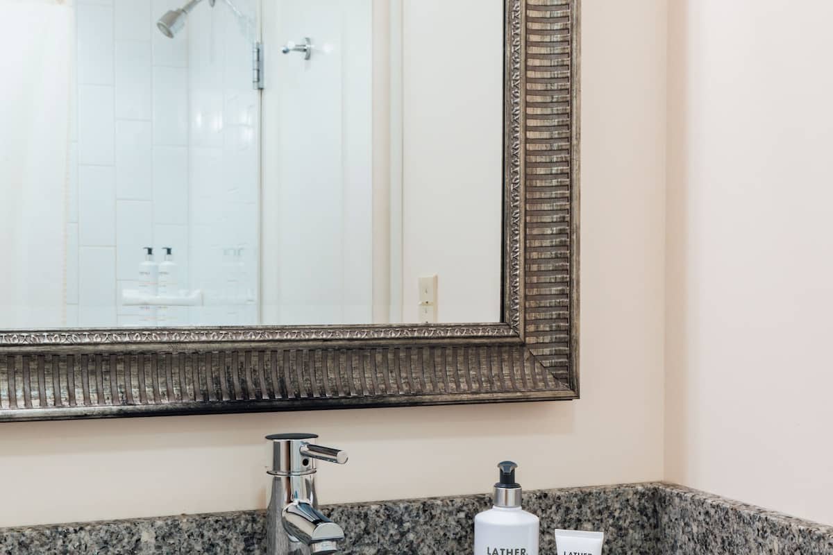 shower, free toiletries, hair dryer, heated floors