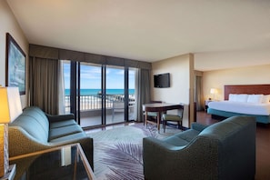 Suite estudio, 1 cama de matrimonio grande, no fumadores, frente al mar (Penthouse) | Ropa de cama de alta calidad y escritorio