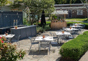Dinner served, seafood, al fresco dining