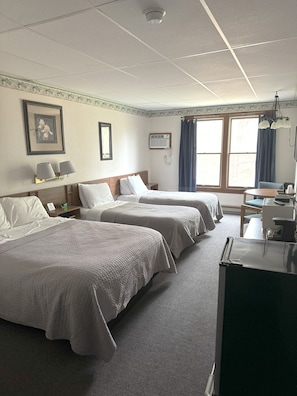 Room, 1 Double and 2 single beds (First floor, no stairs required) | Iron/ironing board, free WiFi, bed sheets