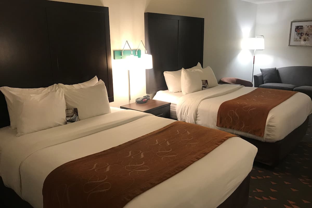 room, 2 queen beds, non smoking | desk, laptop workspace, blackout curtains, iron/ironing board