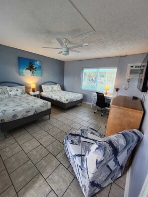 Standard Two Double Beds Studio | Iron/ironing board, free WiFi, bed sheets
