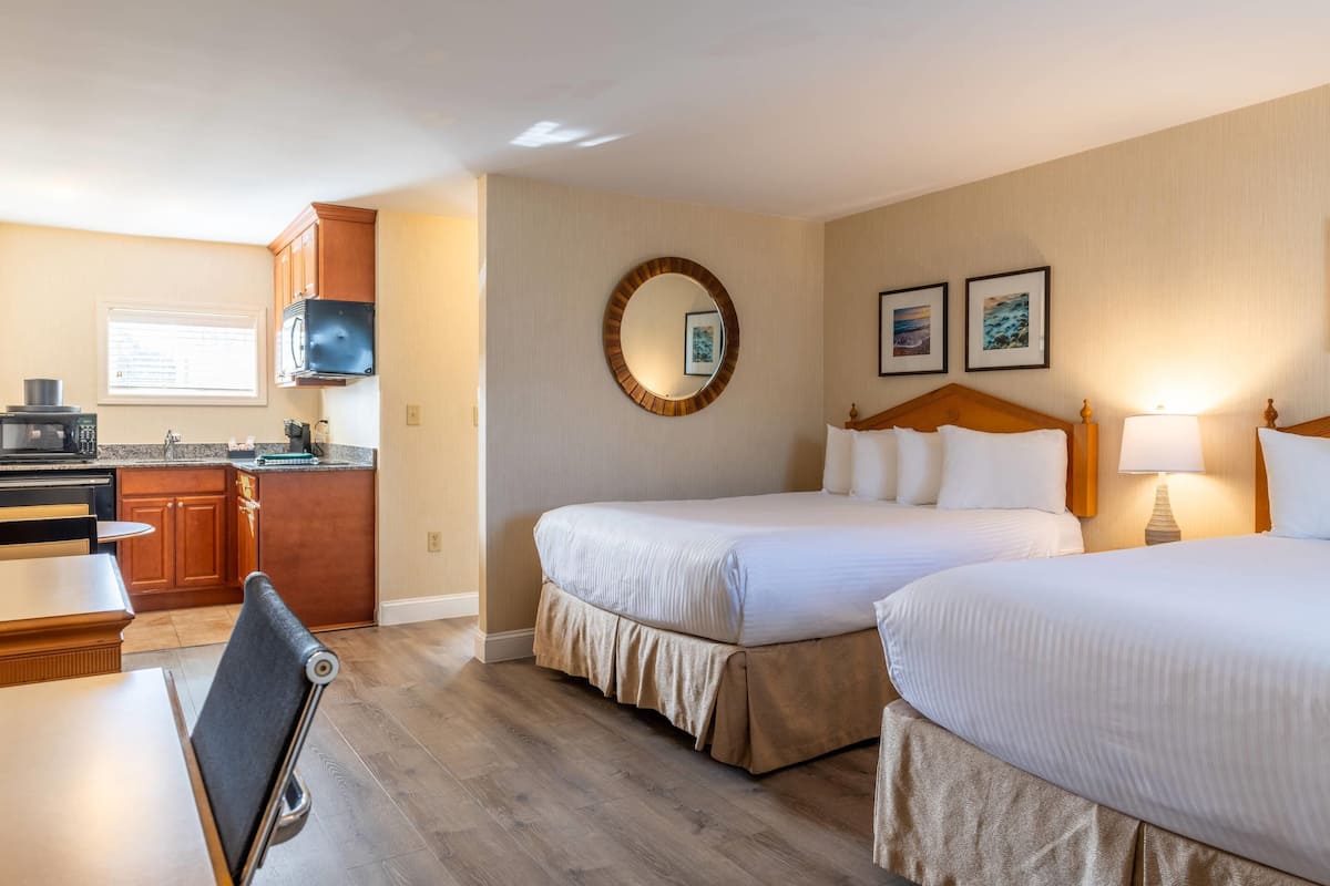 Room, 2 Queen Beds, Non Smoking (Efficiency) | Hypo-allergenic bedding, desk, blackout drapes, iron/ironing board