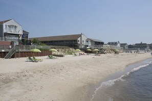 Private beach, sun loungers, beach umbrellas, beach towels