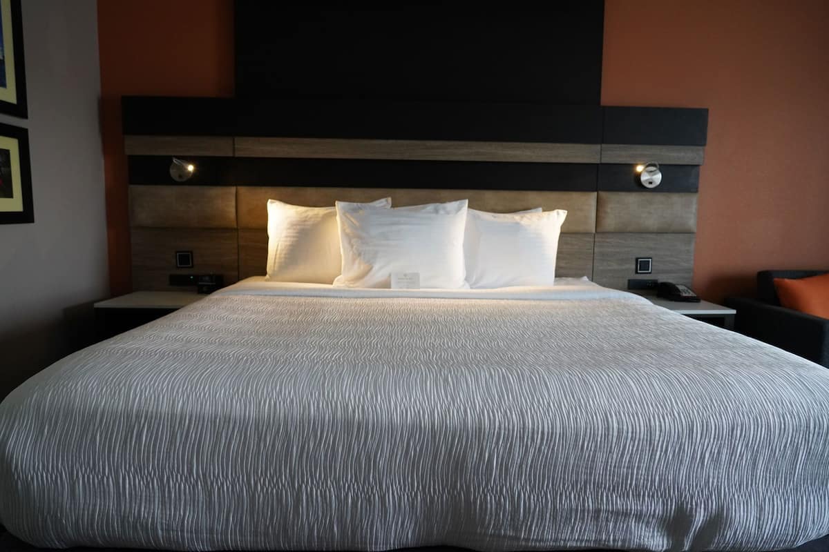 Pillowtop beds, laptop workspace, blackout drapes, iron/ironing board