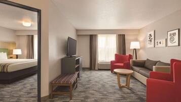 Premium bedding, desk, blackout drapes, iron/ironing board