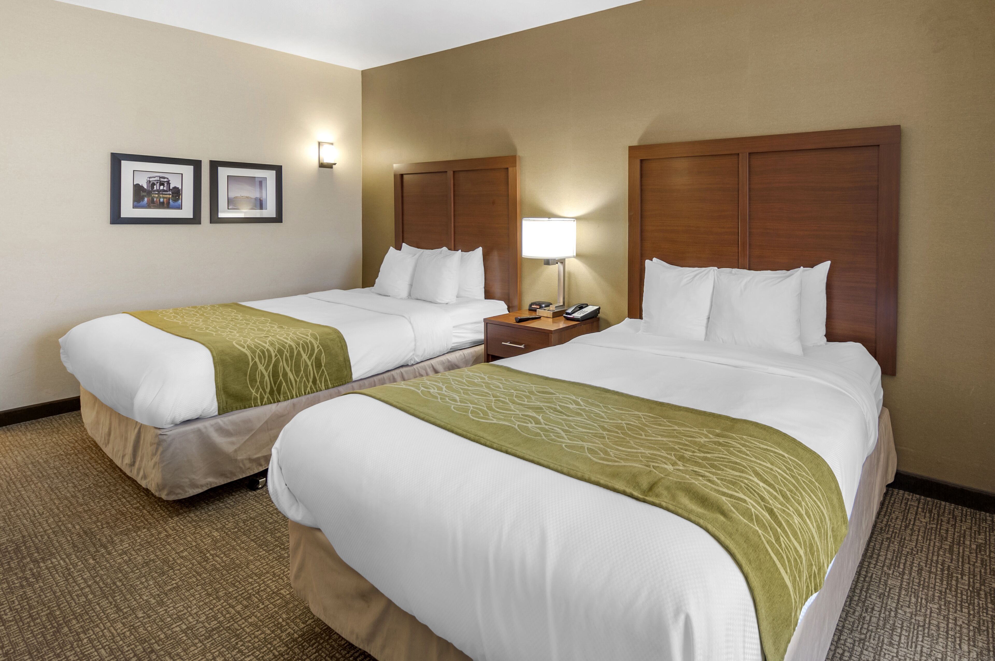 1 bedroom, hypo-allergenic bedding, pillow-top beds, laptop workspace