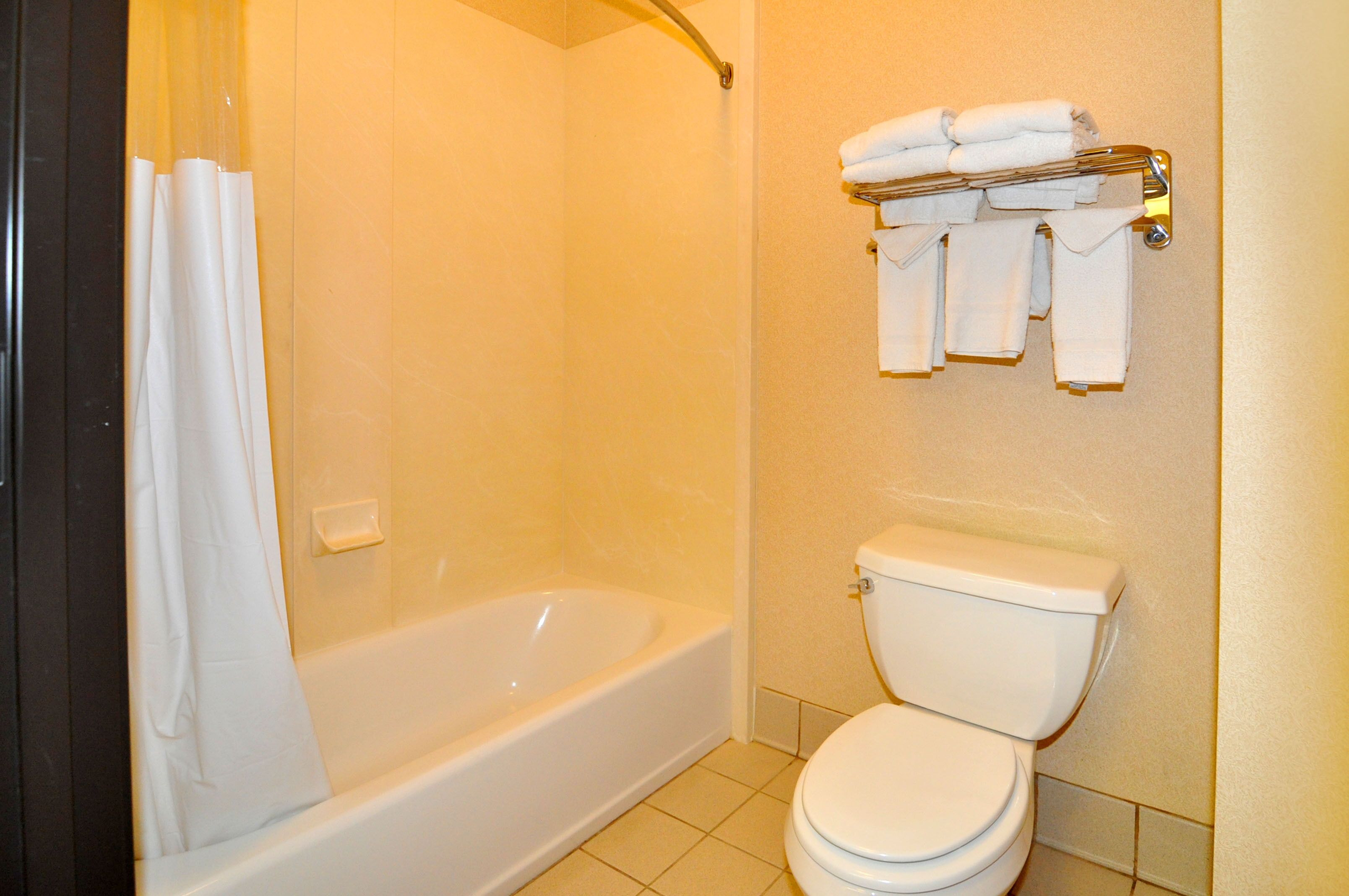 combined shower/bathtub, hydromassage showerhead, free toiletries