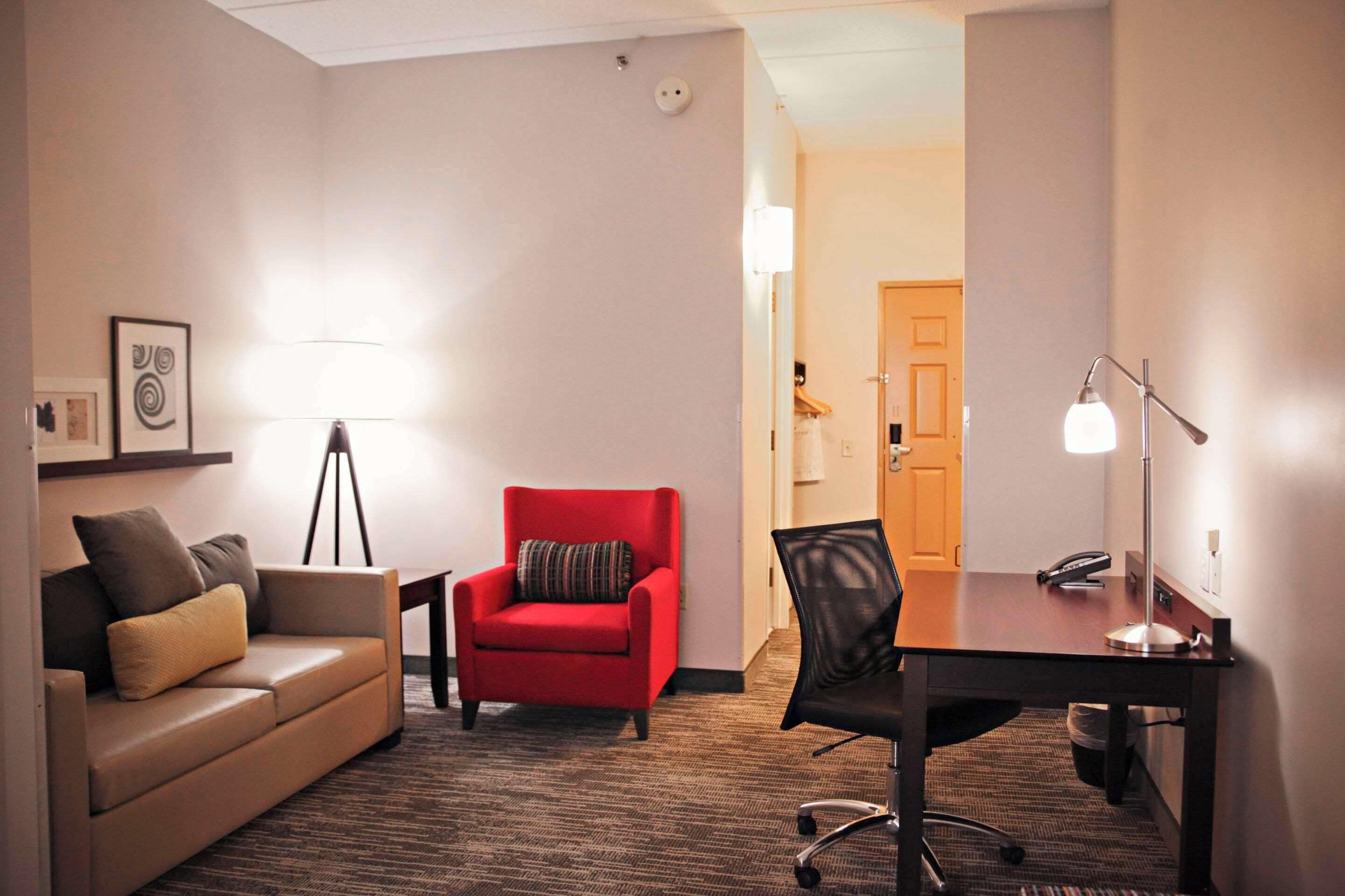 1 bedroom, desk, blackout curtains, iron/ironing board