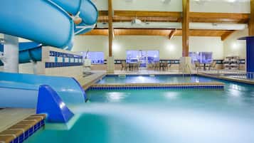 Indoor pool, open 8 AM to 11 PM, pool loungers