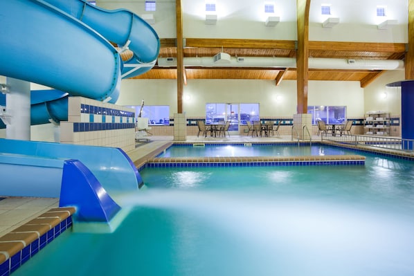 Indoor pool, open 8 AM to 11 PM, sun loungers