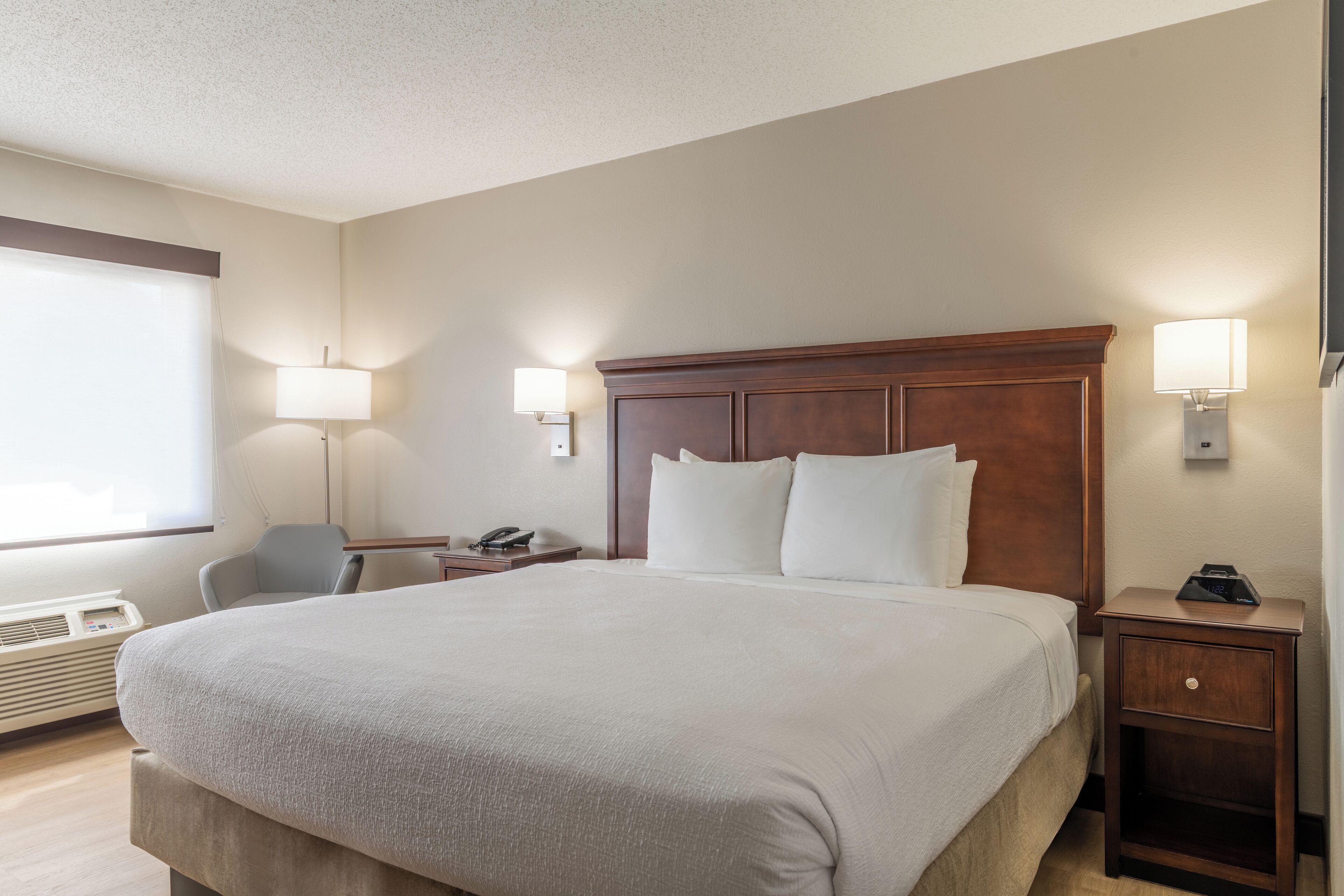 Desk, blackout drapes, iron/ironing board, free cribs/infant beds