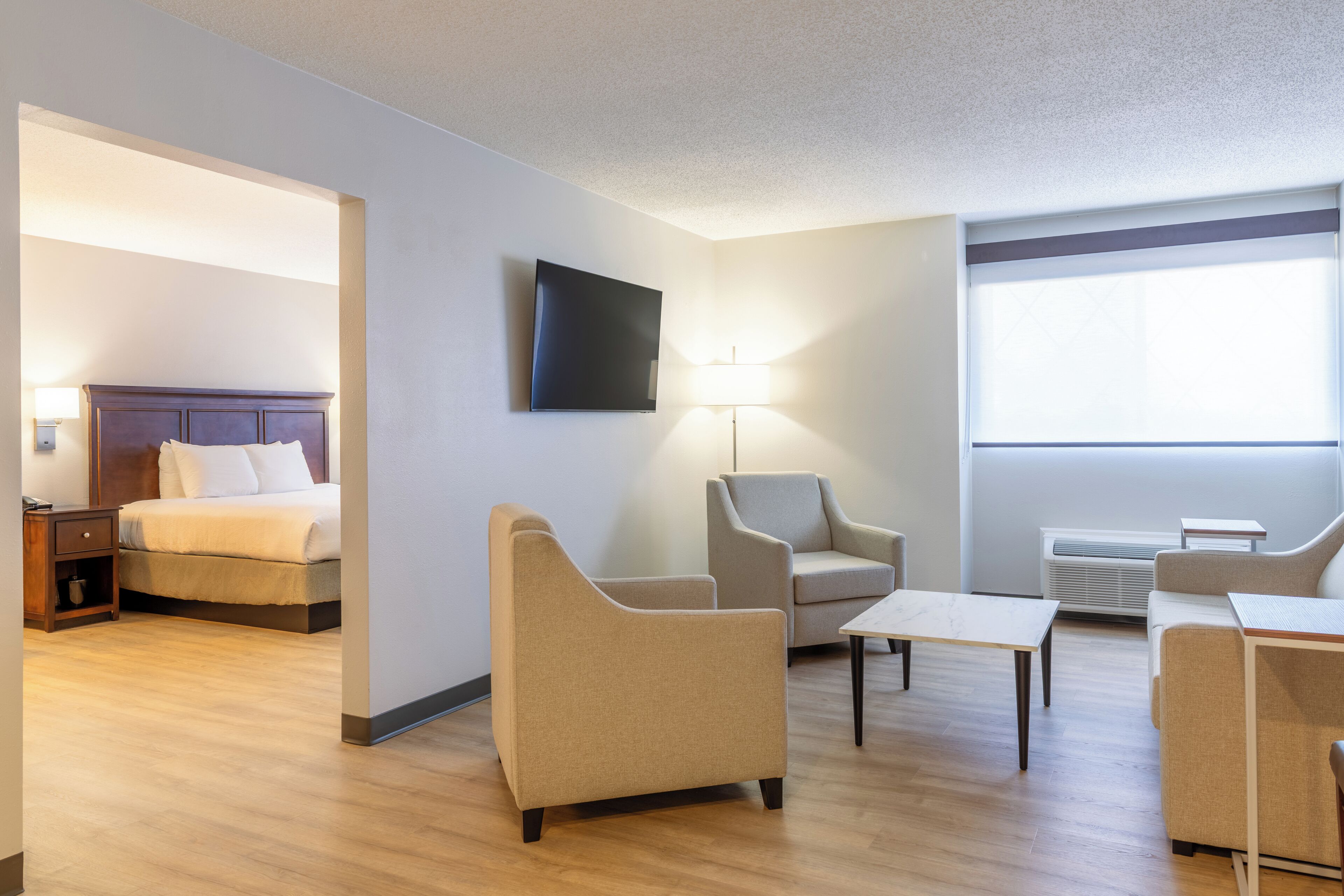 Desk, blackout drapes, iron/ironing board, free cribs/infant beds