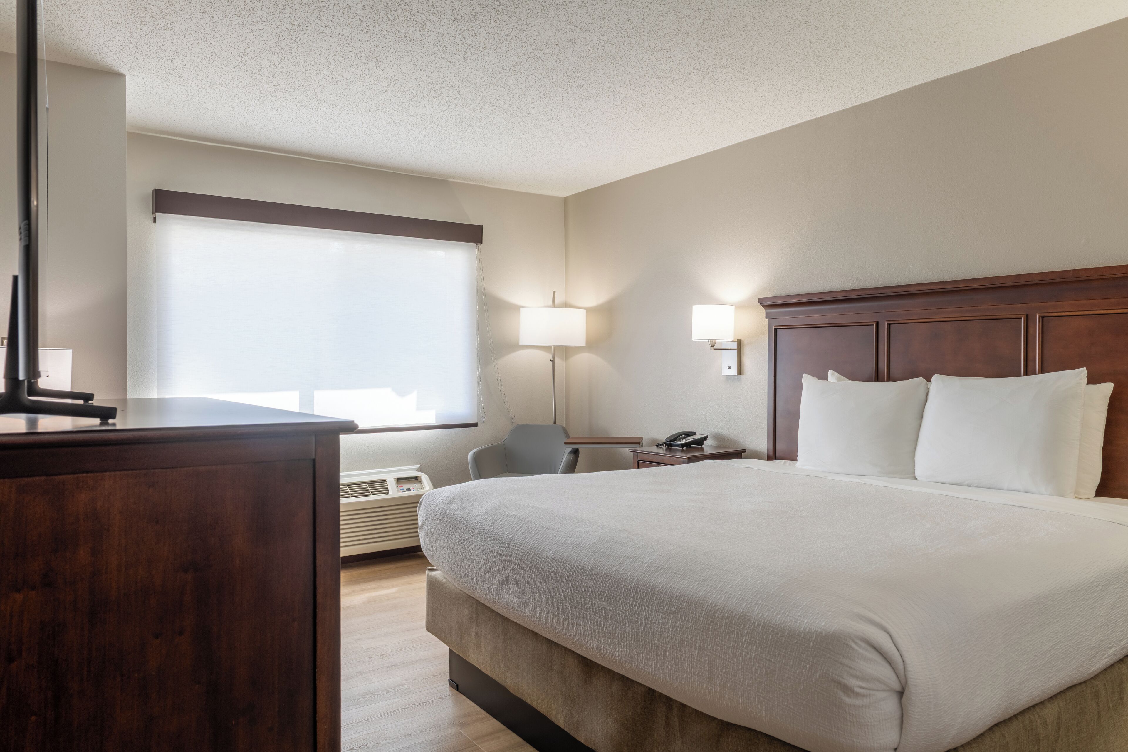 Desk, blackout drapes, iron/ironing board, free cribs/infant beds