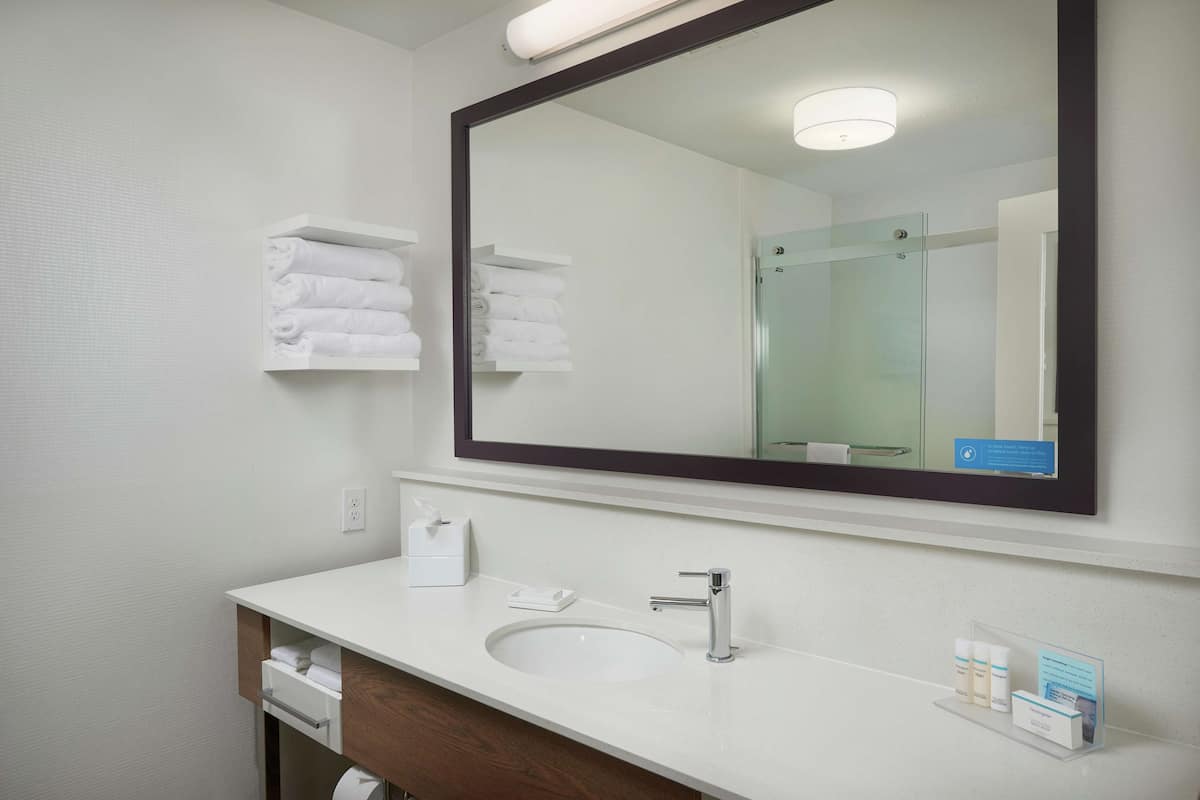 free toiletries, hair dryer, towels