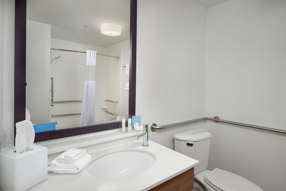 free toiletries, hair dryer, towels