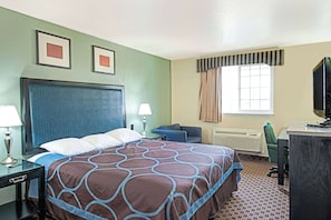Room, 1 King Bed, Accessible, Smoking (Mobility Accessible) | Desk, blackout drapes, soundproofing, iron/ironing board