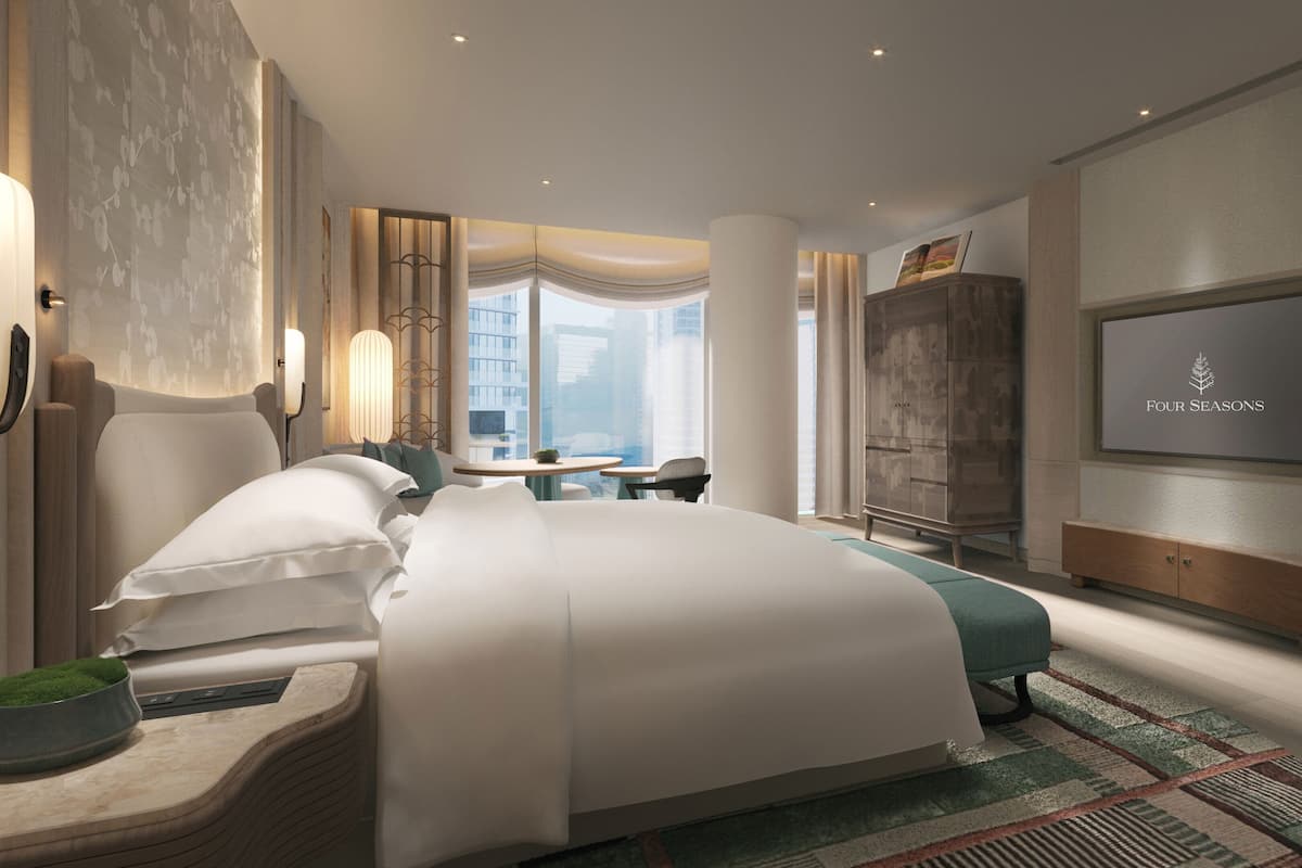 Habitación Deluxe, 1 cama King size | Ropa de cama hipoalergénica, edredón y minibar