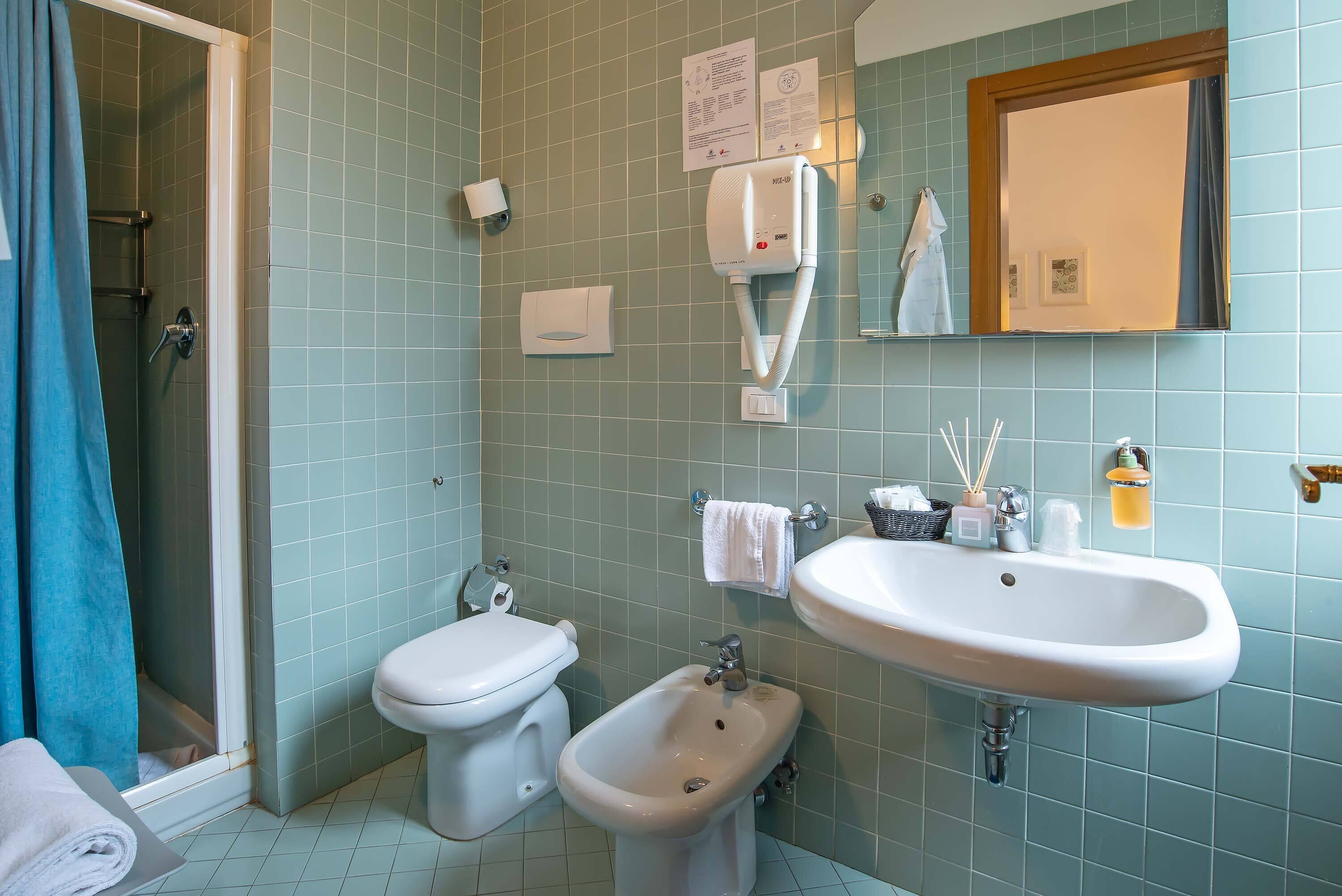 shower, rainfall showerhead, hair dryer, bidet