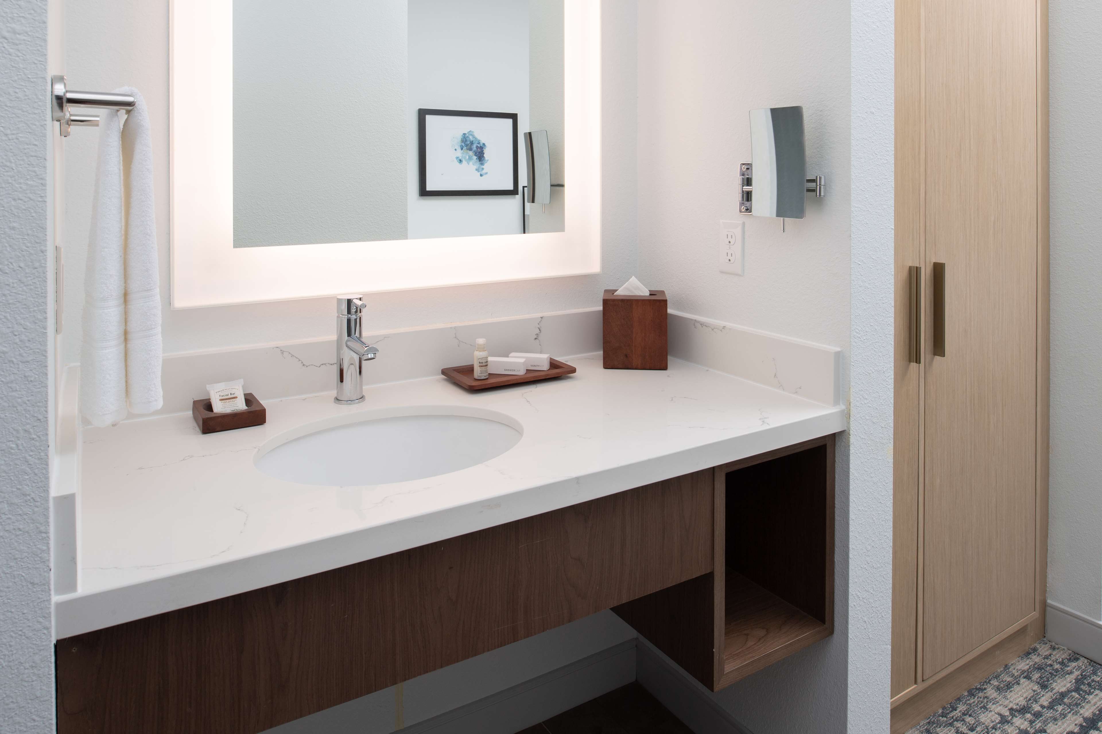 standard room, 1 king bed, accessible, refrigerator & microwave | bathroom | combined shower/bathtub, free toiletries, hair dryer, towels