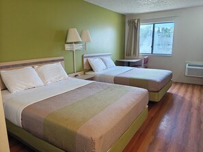 Desk, free WiFi, bed sheets, alarm clocks